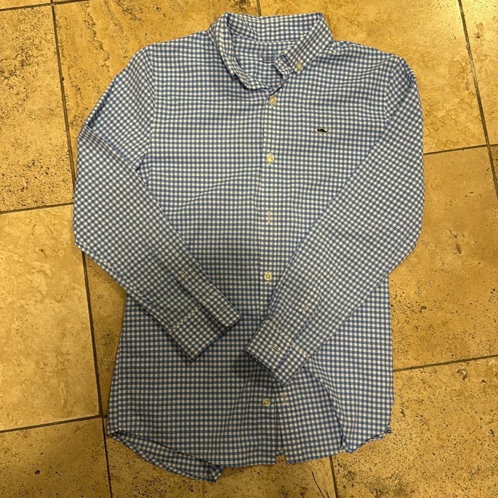 Vineyard Vines Boys Checked Button Down Long Sleeves shirt - Médium (12-14)